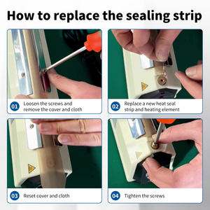 R-PACK импульсный термогерметик с уплотнительным стержнем, сверхпрочная машина для запечатывания и резки мешков, 2 дополнительных замены (белый, 16 дюймов) - Product Image 6