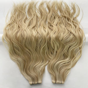 Extensions de cheveux humains russes ondulés, blond cendré clair, 10-26 pouces, doux et soyeux, tissés à la main, directement de l'usine - Product Image 4