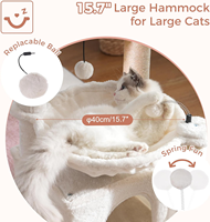 Arbre à chat de 32 pouces avec poteau à gratter, grand hamac de 15,7 pouces et auto-toilettant, perchoir supérieur amovible et condo spacieux