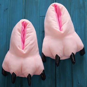 FF drôle <span class=keywords><strong>patte</strong></span> en forme de pantoufles en peluche intérieur maison chaud coton chaussures polaire <span class=keywords><strong>dinosaure</strong></span> maison chaussures - Product Image 5