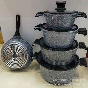Ensemble de cuisine 17 pièces antiadhésif <span class=keywords><strong>en</strong></span> <span class=keywords><strong>pierre</strong></span> Maifan moulé sous pression, compatible gaz, style chinois moderne, pour l'exportation - Product Image 6