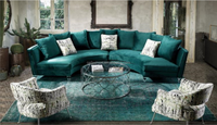 OE-FASHION 2019 7 sitzer NEW indoor möbel runde moderne halb mond geformt lounge grün stoff samt sofa set