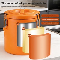 Seau isotherme coloré en acier inoxydable avec fermoir, conteneur réfrigérant en mousse PU haute densité pour la restauration, les plats à emporter et les fêtes