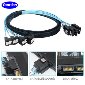 Ionrion Sas 4.0 4Sata To 4 90 Degree Sata Data Cable For <b>Computer</b> <b>Motherboard</b> And Ssd Connection - Product Image 4