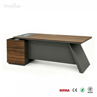Bureau de direction bicolore en noyer, écologique, avec armoire de rangement mobile, certifié BIFMA, en acier renforcé, robuste, moderne, pour villa