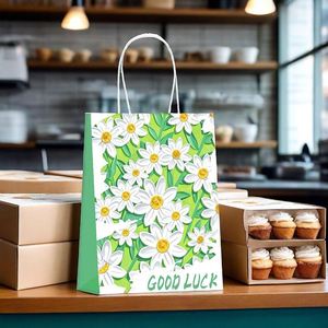 Bolsas de Papel Ecológicas de Color Verde con Asa de Cadena Dorada, Bolsas de Regalo de Papel Kraft de Colores - Product Image 1