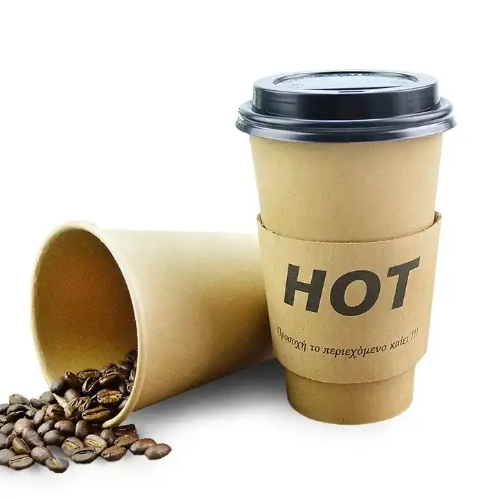 Tasse à café en papier pour boisson chaude à double paroi imprimée personnalisée de 8/10/12/16/20oz gobelets en papier jetables à emporter à paroi unique avec couvercle