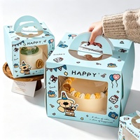 Boîte à gâteau d'anniversaire avec fenêtre transparente en PET, poignée portable, emballage pour desserts, impression de logo personnalisé, emballage cadeau pour les fêtes, boîte à pâtisserie