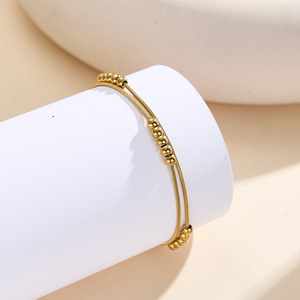 Fashion 18K <b>Gold</b> Plated Tarnish Free Stainless Steel Multi-Layer Snake Chain <b>Anklet</b> Beads Chain Jewelry Factory Wholesale - Product Image 5
