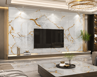 Meilleures ventes : Panneau mural décoratif imperméable en PVC, finition brillante, 3 mm, veiné bleu or, 1220x2440 mm, pour chambre à coucher, décoration intérieure, revêtement mural intérieur