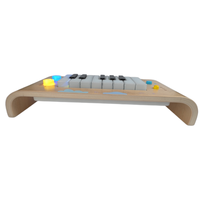 Clavier électronique en bois courbé pour enfants, piano en bois pour l'éveil musical avec lumière de guidage, fonction d'enregistrement et de lecture
