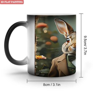 Frosted Black 11oz <b>Ceramic</b> <b>Mug</b> Heat Color Changing Magic Cup Friend Gathering Festival Gift - Product Image 1