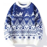 Pull en tricot de mode de Noël personnalisé automne hiver Jacquard renne Père Noël Design 100% coton pull confortable