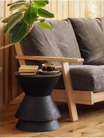 Table basse en bois massif style Wabi-Sabi, mobilier de maison vieilli, tabouret en bois carbonisé, table à thé couleur teck