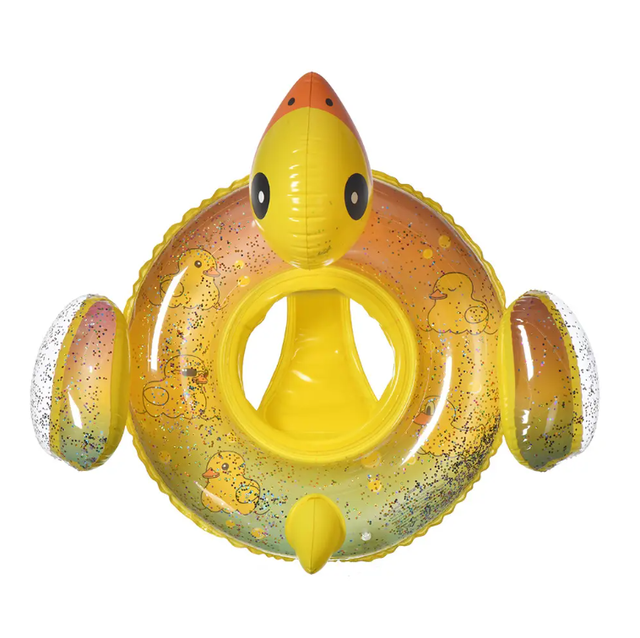 Hot Summer Baby Inflatable Yellow Duck Seat Swim Ring Swimming Pool Float Thickened Pvc Children Water Inflatable Swim Ring