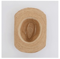 Chapeau de cow-boy en raphia mince portable de luxe avec fil de paille sur le bord réglable Crochet à la main