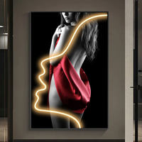 Peinture décorative lumineuse de la ligne de beauté, nouvelle conception 2024, personnage imprimé en haute définition, œuvre d'art pour salon, chambre à coucher, peinture artistique à LED