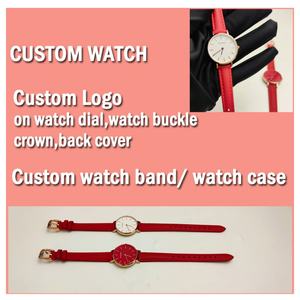 Montre pour femmes avec logo personnalisé, boîtier rond de 28 mm, style minimaliste, mouvement à quartz japonais, bracelet en cuir, cadeau pour femmes - Product Image 3