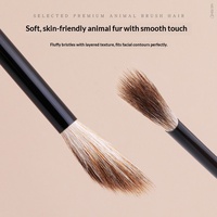 Pinceau de maquillage professionnel à manche en bois, poils naturels, pour fard à joues et highlighter, pour petites zones, effet lumineux et transparent