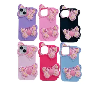 Beautiful Rubber Anti-dropped Hot selling popular butterfly design silicone phone case for iPhone 15 14 pro max phone cover case