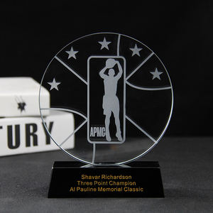 Trophées <span class=keywords><strong>de</strong></span> championnat sportifs en verre gravés au laser, design le moins cher, pour le basketball, le football, le golf, avec base noire - Product Image 2