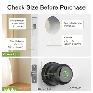 스마트 도어 손잡이 지문 도어록, 침실 도어, 앱 제어, 비상 Type-C 충전용 생체 인식 스마트 잠금 장치 - Product Image 6