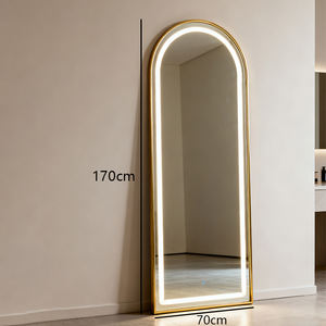 Miroir Mural Doré de Style Européen Moderne avec Lumière LED, Miroir Simple Fixé au Mur, Meuble de <span class=keywords><strong>Salon</strong></span> pour Coiffeur et Salons de Beauté Tendance - Product Image 6