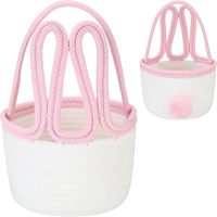 Panier de Pâques tressé en corde de coton avec poignée, vide, pour cadeaux, idéal pour la chasse aux œufs et les fournitures de fête, vente en gros