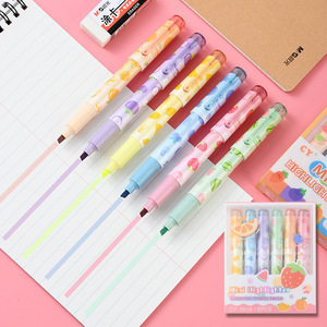 6 stylos surligneurs miniatures à motifs de fruits et légumes, couleurs <span class=keywords><strong>pastel</strong></span> fluorescentes, pour journalisation, prise de notes, école - Product Image 4