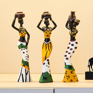 Figurine Creative Living Room donna africana Figurine per la decorazione domestica all'ingrosso resina in stile africano fatta a mano arte popolare Africa