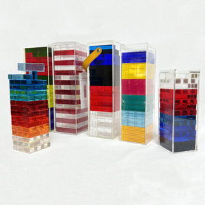 Biểu tượng tùy chỉnh đầy màu sắc lucite xếp chồng lộn xộn trò chơi hội đồng quản trị sang trọng plexiglass xây dựng khối lật đổ Acrylic nhào lộn tháp - Product Image 1