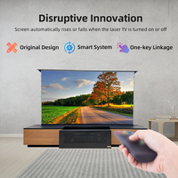 Meuble TV Laser 120 Pouces + Écran ALR en Cristal PET Motorisé à Cadre Escamotable de 120 Pouces pour Projecteurs UST 4K/8K