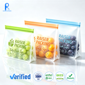 Sacs de congélation réutilisables imprimés sur mesure en usine, compatibles lave-vaisselle, sans BPA, étanches, avec fermeture éclair en plastique, pochettes sans fermeture éclair en PEVA pour le stockage alimentaire - Product Image 1