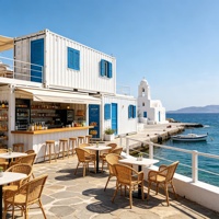 Restaurant modulaire en conteneur maritime préfabriqué à 2 étages, bar en conteneur pour les régions côtières, balnéaires et méditerranéennes