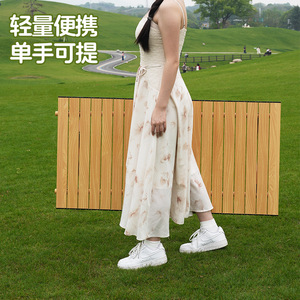 Outdoor Folding <b>Table</b> Aluminum Alloy Rectangular <b>Portable</b> Camping <b>Picnic</b> Barbecue <b>Table</b> With Wood Grain Finish - Product Image 2