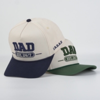 Groothandel 5-panel baseballcap Gorras met aangepaste 3D reliëf geborduurde logo, zwart tweekleurig snapback baseball pet voor heren