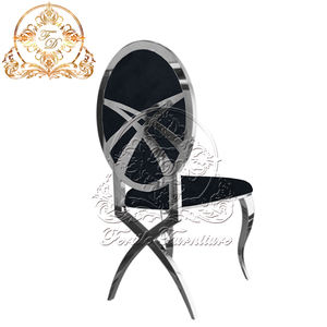 Vente en gros de chaises de banquet à dos croisé en or sculpté en acier inoxydable pour mariage - Product Image 3