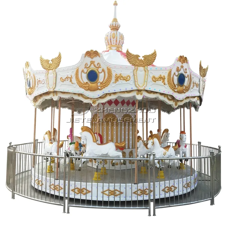 Amusement park rides carousel horse merry go round kiddie rides carousel horse small white carousel playground Sale
