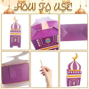 Caja de Embalaje para Galletas con Diseño de <span class=keywords><strong>Castillo</strong></span> Eid Mubarak, para Pasteles de Fiesta, Decoraciones de Ramadán, Caja de Regalo de Papel Serigrafiado para Alimentos y Dulces - Product Image 3