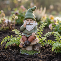 Statue de gnome de jardin en résine en gros, figurine de nain peinte à la main, décoration extérieure pour jardin et pelouse, sculpture d'ornement féerique imperméable
