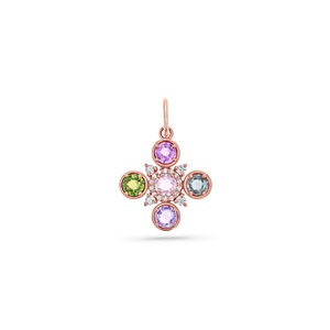 Nuova Collezione: <span class=keywords><strong>Collana</strong></span> con Pendente a Croce Fleur in Argento Sterling 925 Placcato Oro 14K con Zaffiri <span class=keywords><strong>e</strong></span> <span class=keywords><strong>Diamanti</strong></span> Sintetici, Gioiello di Lusso per Donne - Product Image 5