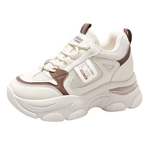 Chaussures décontractées pour femmes en <span class=keywords><strong>cuir</strong></span> blanc à plateforme tendance, chaussures de marche confortables à talon compensé, baskets épaisses pour femmes - Product Image 5