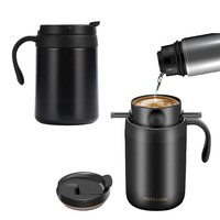 Ensemble de 3 tasses à café 2026 en acier inoxydable 304 de 500 ml pour le café filtre, idéal pour le camping et les voyages