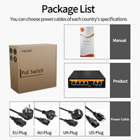 TINCAM Switch POE de 4 Puertos 10/100M, 2 RJ45 Uplink, 48V, Modo de Extensión VLAN, Distancia de 250 Metros, Switch de Red de Escritorio para CCTV, en Stock