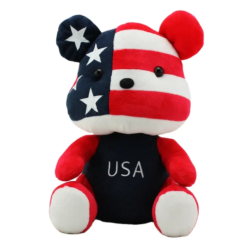 Manufacturer popular Christmas Birthday Gifts creative animal Flag Bear plush stuffed Gift Flag Bear