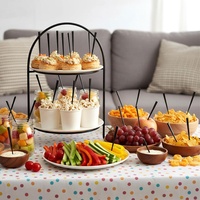Lot de 500 pics à cocktail triangulaires noirs en plastique de 3,5 pouces pour garnitures d'apéritifs, boissons, aliments, fruits, buffet