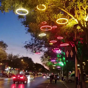 ไฟวงแหวนต้นไม้พลาสติก LED IP65 สำหรับคริสต์มาส ใช้ได้ทั้งภายในและภายนอกอาคาร สำหรับทัวร์กลางคืนและการจัดสวนเชิงศิลปะ ปรับแต่งสีได้ ควบคุมผ่านแอป - Product Image 1
