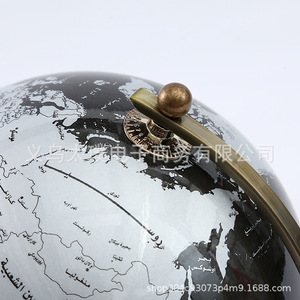 Creative, luxurious, high-end entryway decorative item: antique bronze Arabic double-needle globe, <b>geography</b> teaching aid for - Product Image 2