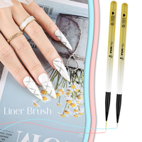Nouvel ensemble professionnel de 7 pinceaux de précision anti-chute pour nail art, avec manche en acrylique jaune dégradé, pour la peinture florale 3D et le traçage