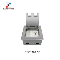 Stopkontak Lantai Standar EU Terintegrasi Safewire Aluminium Alloy 1 Lubang IP22 dengan Tutup Lipat 10A-16A 5V